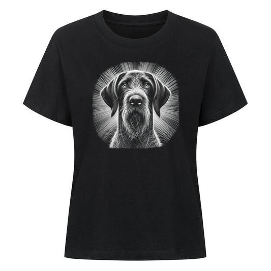 Premium Damen-Shirt "Deutsch Drahthaar - Bright" Schwarz – hunde-shirt.de