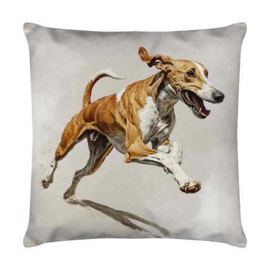 Kissen "Greyhound - Jump" Weiß – hunde-shirt.de