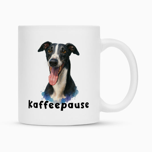 Tasse "Greyhound - Kaffeepause" Weiß – hunde-shirt.de