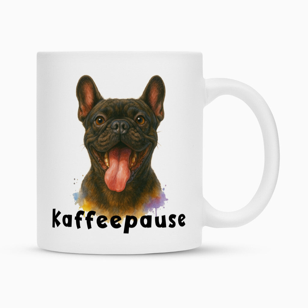 Tasse "Frenchie - Kaffeepause" Weiß – hunde-shirt.de