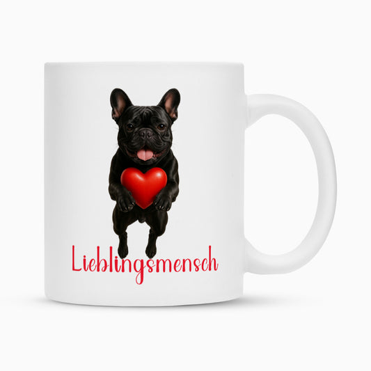 Tasse "Frenchie schwarz - Lieblingsmensch" Weiß – hunde-shirt.de