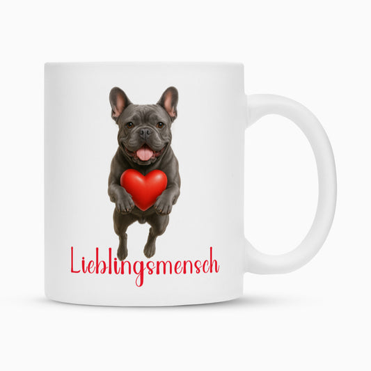 Tasse "Frenchie grau - Lieblingsmensch" Weiß – hunde-shirt.de