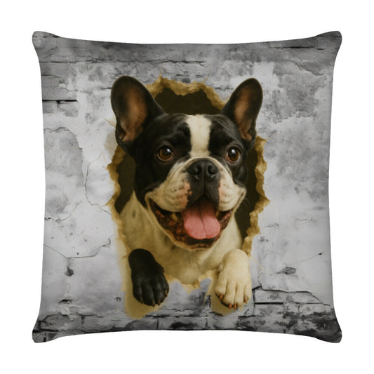 Kissen "Frenchie s/w - Wall" Weiß – hunde-shirt.de