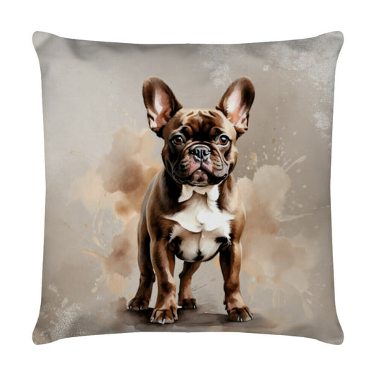 Kissen "Frenchie - Aufpassen!" Weiß – hunde-shirt.de