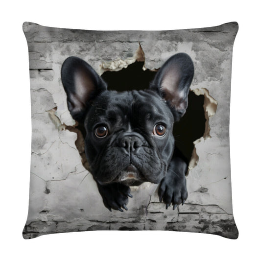 Kissen "Frenchie schwarz - Wall" Weiß – hunde-shirt.de