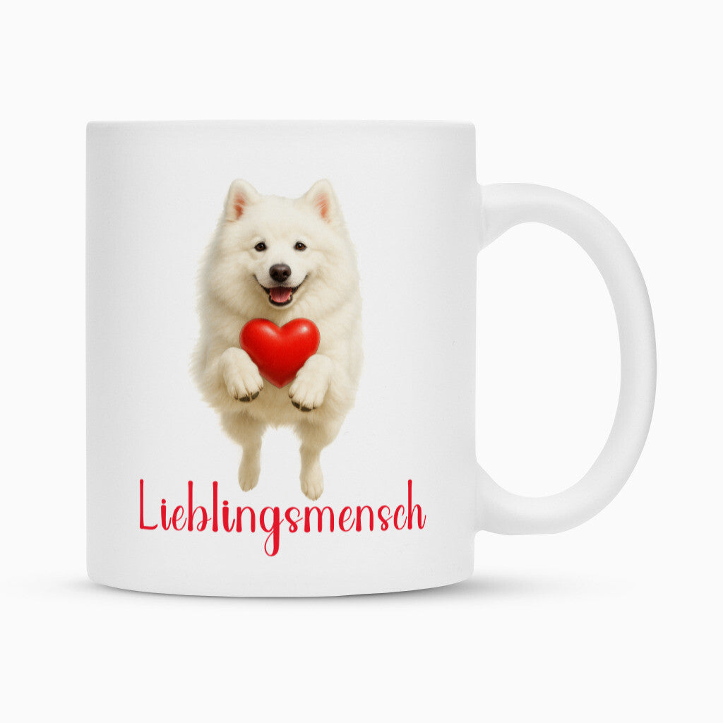 Tasse "American Eskimo - Lieblingsmensch" Weiß – hunde-shirt.de