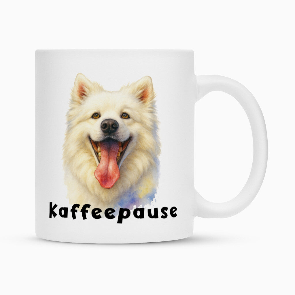 Tasse "American Eskimo - Kaffeepause" Weiß – hunde-shirt.de