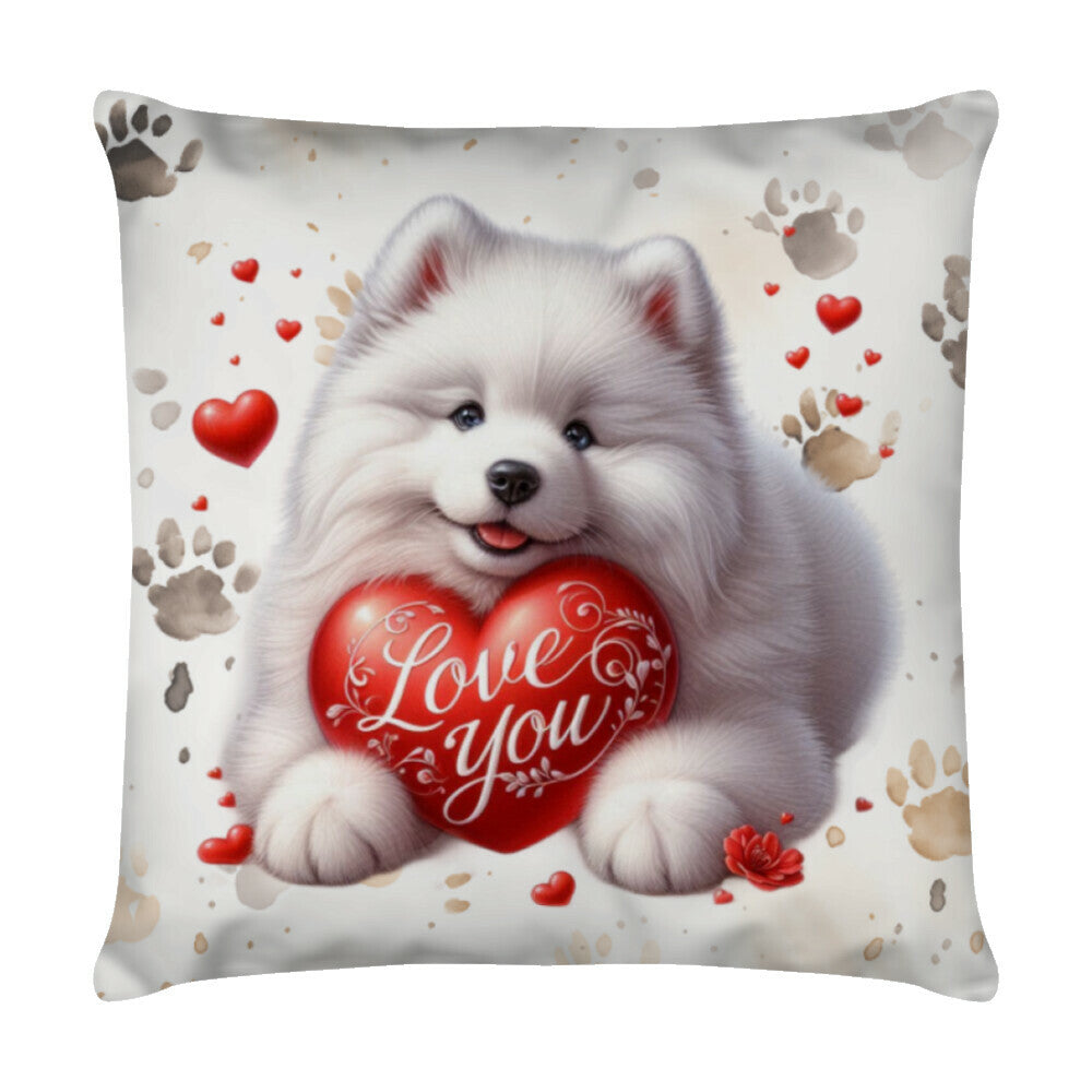 Kissen "American Eskimo - Love You" Weiß – hunde-shirt.de