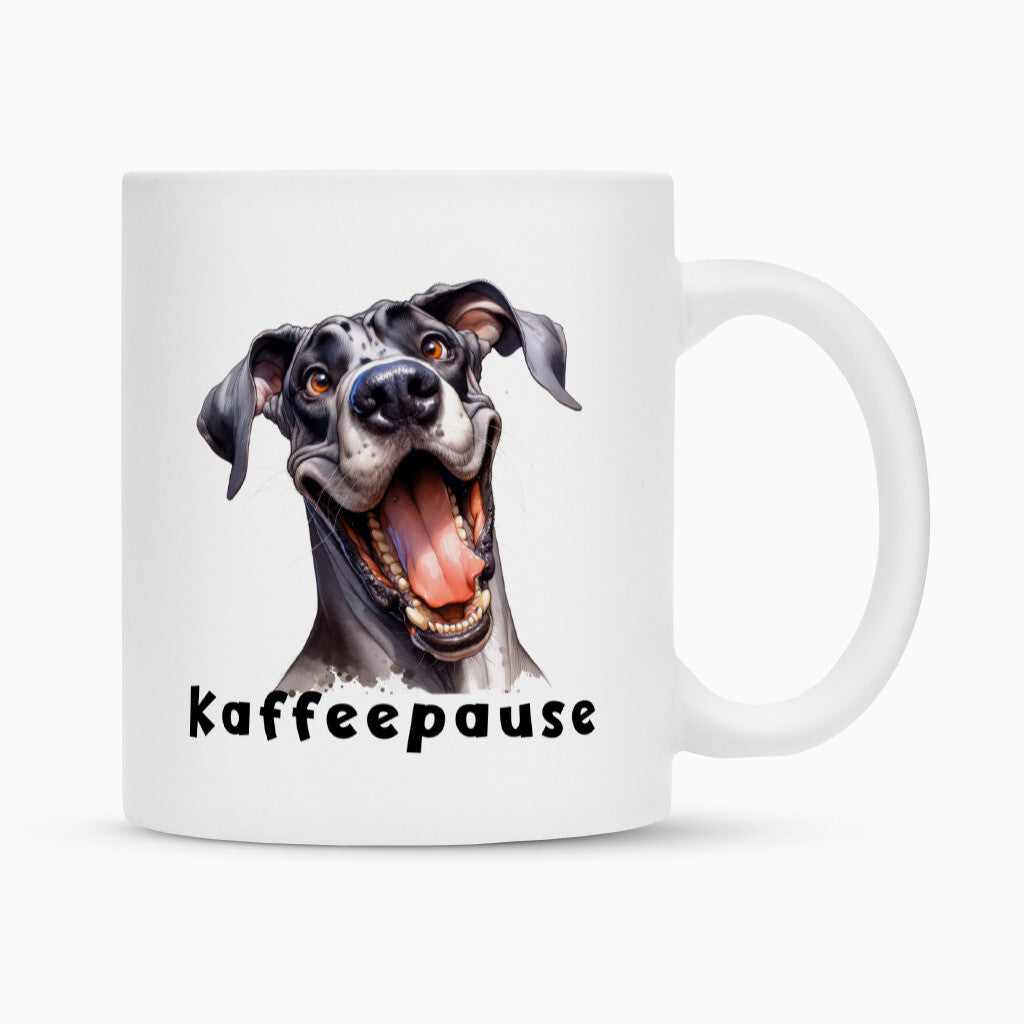 Tasse "Dogge - Kaffeepause" Weiß – hunde-shirt.de