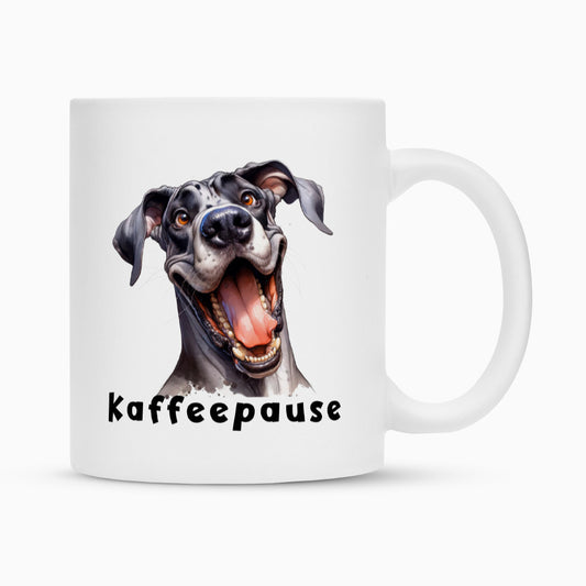 Tasse "Dogge - Kaffeepause" Weiß – hunde-shirt.de