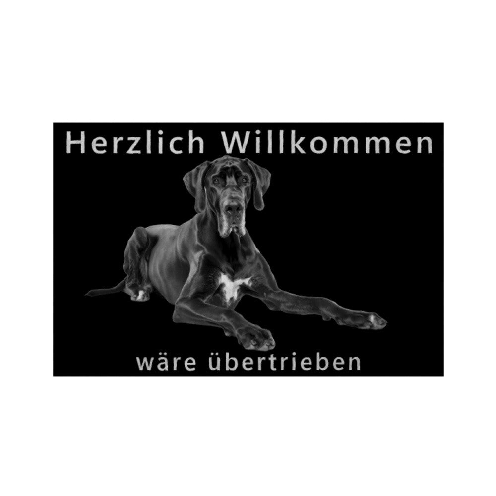 Fußmatte "Dogge - Übertrieben..." Weiß – hunde-shirt.de