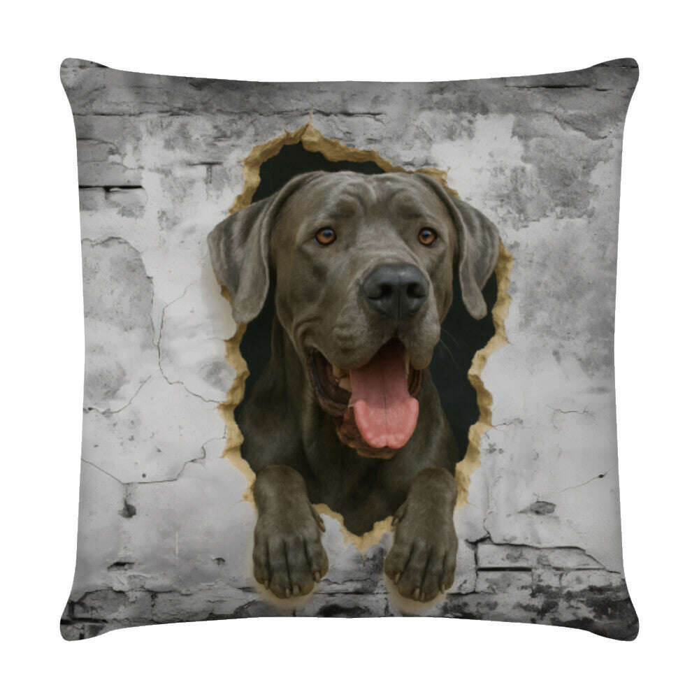 Kissen "Dogge grau - Wall" Weiß – hunde-shirt.de