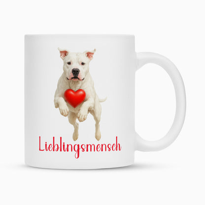 Tasse "Dogo Argentino - Lieblingsmensch" Weiß – hunde-shirt.de