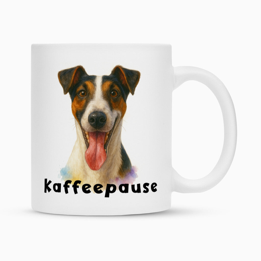 Tasse "Foxterrier smooth - Kaffeepause" Weiß – hunde-shirt.de