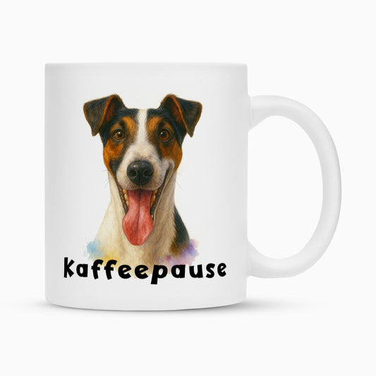 Tasse "Foxterrier smooth - Kaffeepause" Weiß – hunde-shirt.de