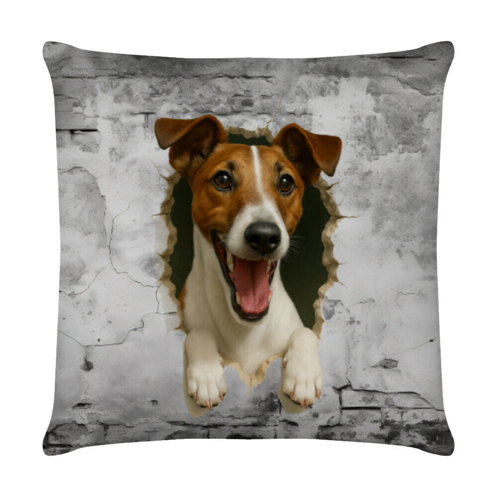 Kissen "Foxterrier smooth - Wall" Weiß – hunde-shirt.de