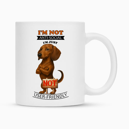 Tasse "Dackel - Anti-Social" Weiß – hunde-shirt.de