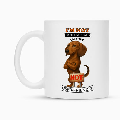 Tasse "Dackel - Anti-Social" – hunde-shirt.de