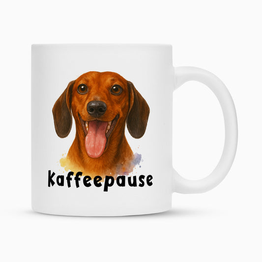 Tasse "Dackel - Kaffeepause" Weiß – hunde-shirt.de