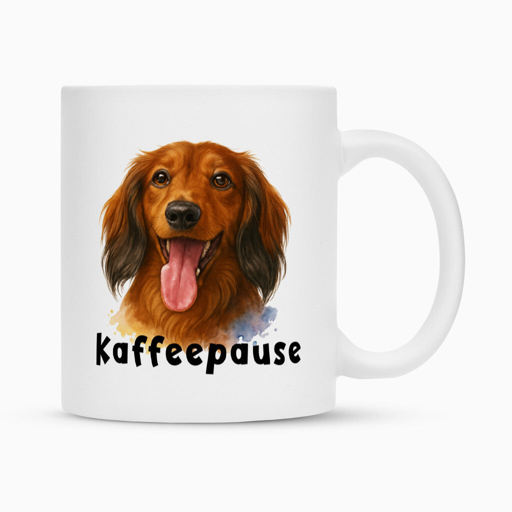Tasse "Dackel - Kaffeepause" Weiß – hunde-shirt.de