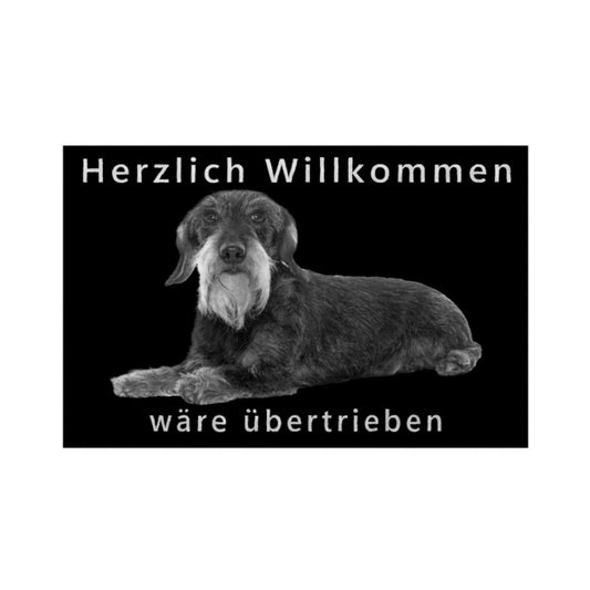Fußmatte "Dackel ( Rauhaar ) - Übertrieben..." Weiß – hunde-shirt.de