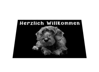 Fußmatte "Dackel ( Rauhaar ) - Herzlich Willkommen" – hunde-shirt.de