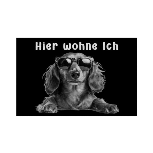 Fußmatte "Dackel - Hier wohne Ich" Weiß – hunde-shirt.de