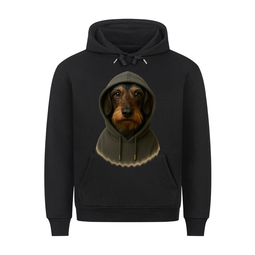 Premium Hoodie "Dackel ( Rauhaar ) - Hooded" Schwarz – hunde-shirt.de