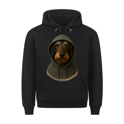 Premium Hoodie "Dackel ( Rauhaar ) - Hooded" Schwarz – hunde-shirt.de