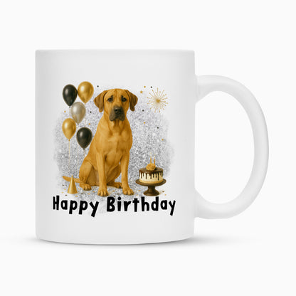 Tasse "Broholmer - Happy Birthday" Weiß – hunde-shirt.de