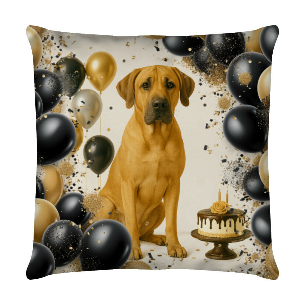 Kissen "Broholmer - Geburtstag" Weiß – hunde-shirt.de