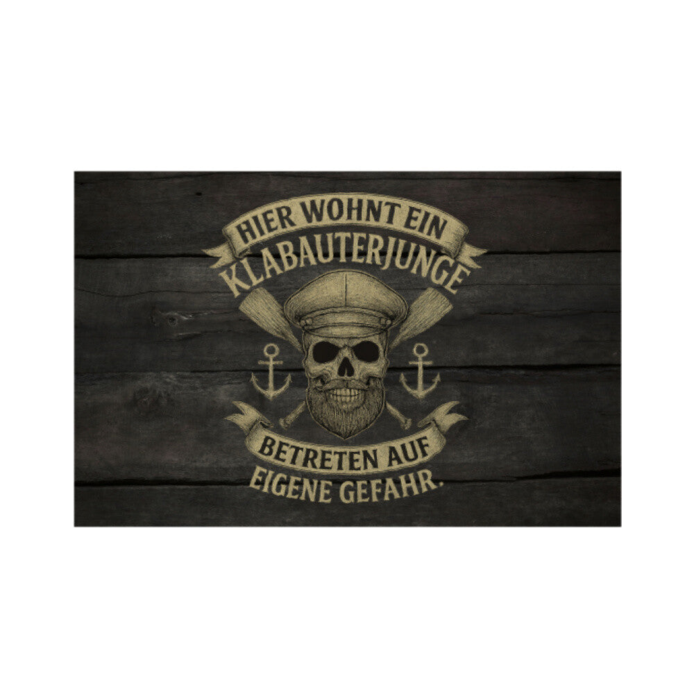 Fußmatte "Klabauterjunge - Betreten auf eigene Gefahr!" Weiß – hunde-shirt.de