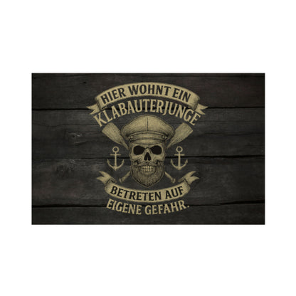 Fußmatte "Klabauterjunge - Betreten auf eigene Gefahr!" Weiß – hunde-shirt.de