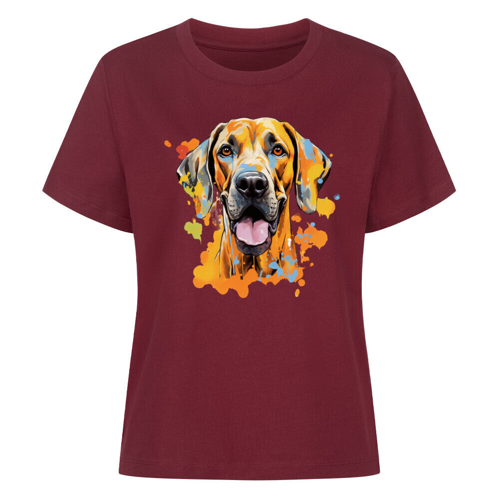 Premium Damen-Shirt "Broholmer - Splash" Burgunder – hunde-shirt.de