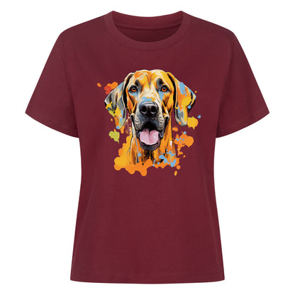 Premium Damen-Shirt "Broholmer - Splash" Burgunder – hunde-shirt.de