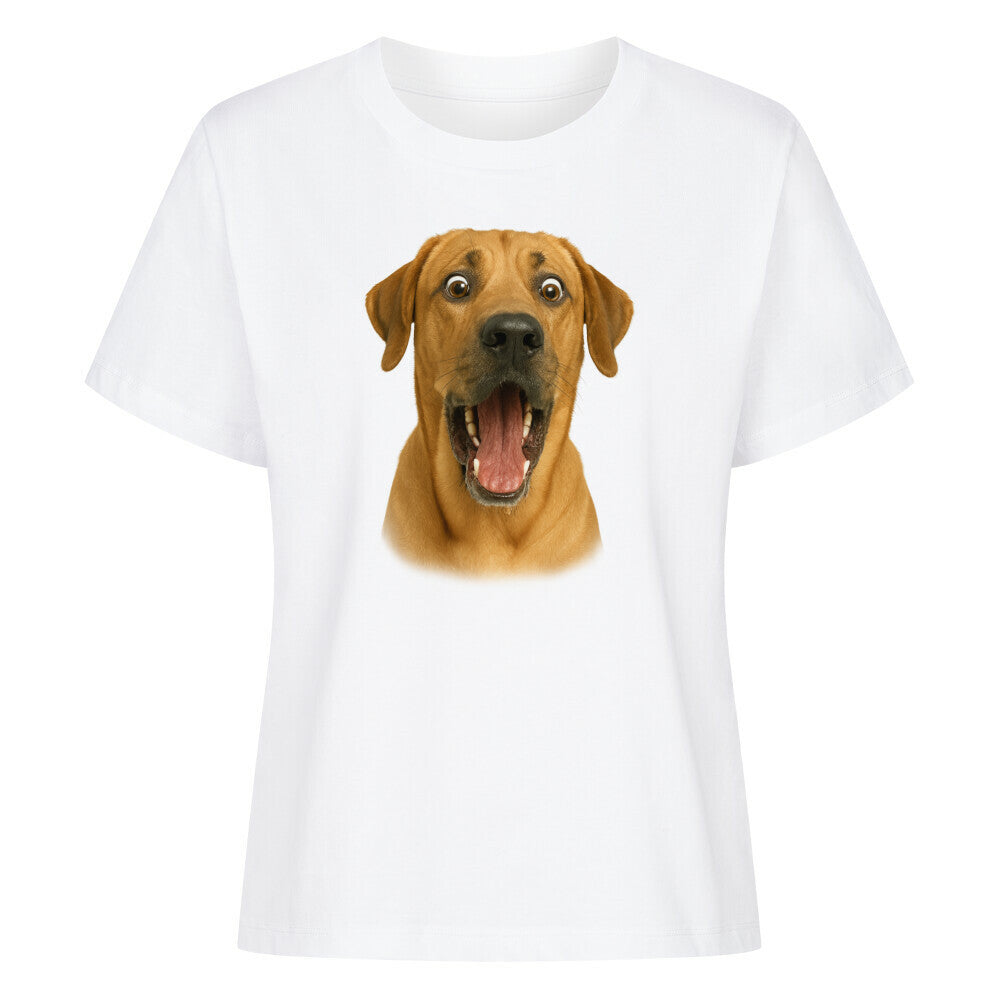 Premium Damen-Shirt "Broholmer - Crazy" Weiß – hunde-shirt.de