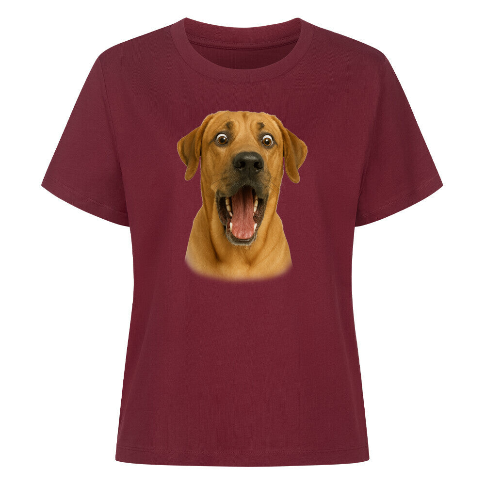 Premium Damen-Shirt "Broholmer - Crazy" Burgunder – hunde-shirt.de