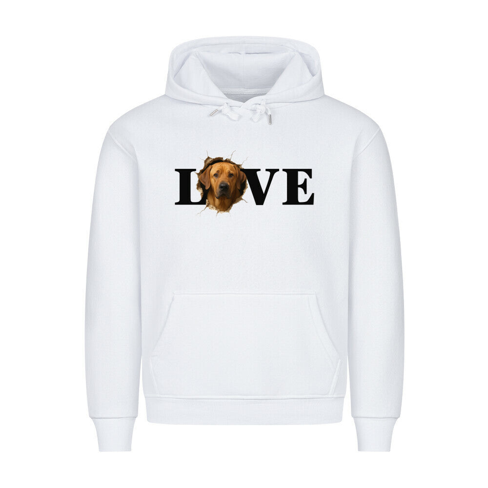 Premium Hoodie "Broholmer - LOVE" Weiß – hunde-shirt.de