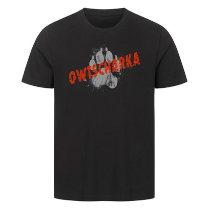 Premium T-Shirt "Owtscharka - PAW" Schwarz – hunde-shirt.de