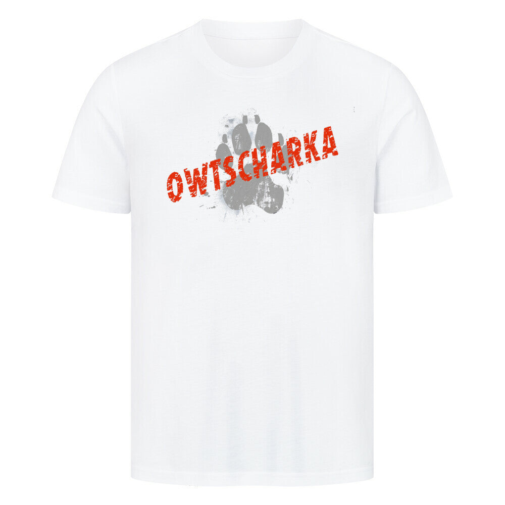 Premium T-Shirt "Owtscharka - PAW" Weiß – hunde-shirt.de