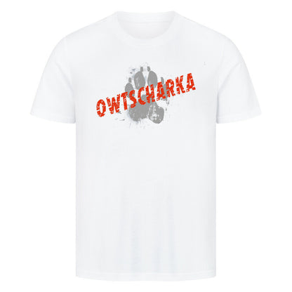Premium T-Shirt "Owtscharka - PAW" Weiß – hunde-shirt.de
