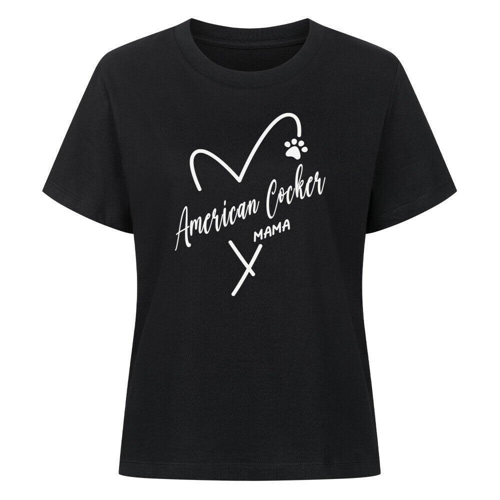 Premium Damen- Shirt "American Cocker - MAMA" Schwarz – hunde-shirt.de