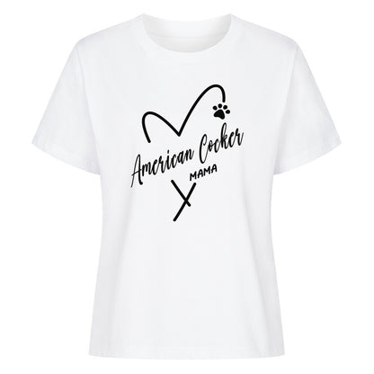 Premium Damen- Shirt "American Cocker - MAMA" Weiß – hunde-shirt.de