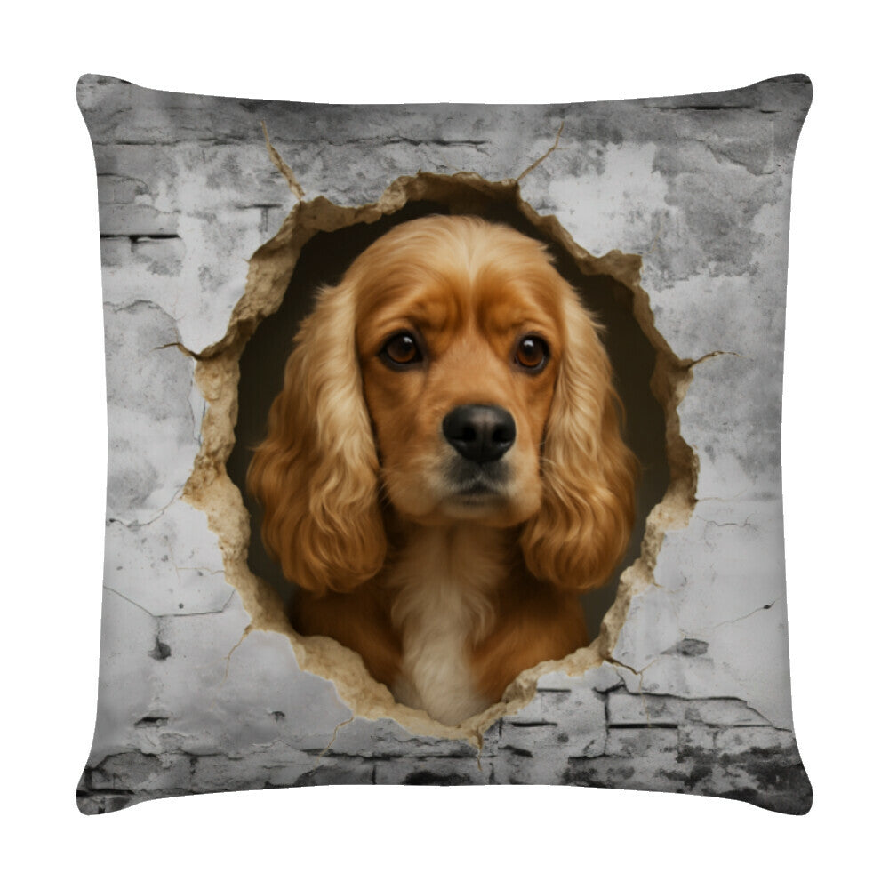 Kissen "American Cocker - Wall" Weiß – hunde-shirt.de