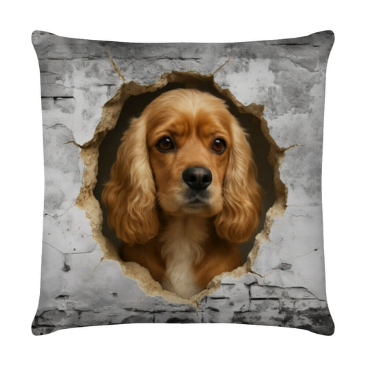 Kissen "American Cocker - Wall" Weiß – hunde-shirt.de