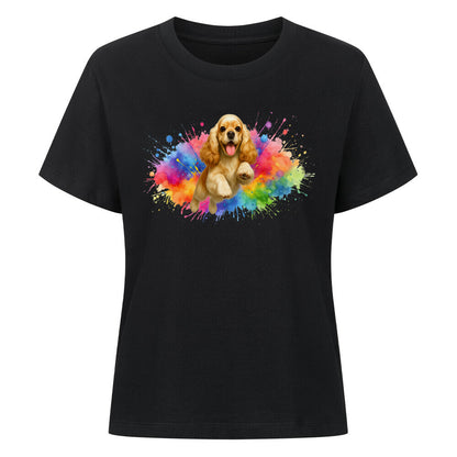 Premium Damen-Shirt "American Cocker - Splash" Schwarz – hunde-shirt.de