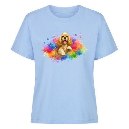 Premium Damen-Shirt "American Cocker - Splash" Sky Blue – hunde-shirt.de