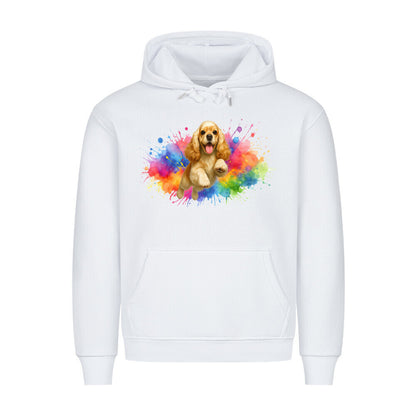 Premium Hoodie "American Cocker - Splash" Weiß – hunde-shirt.de