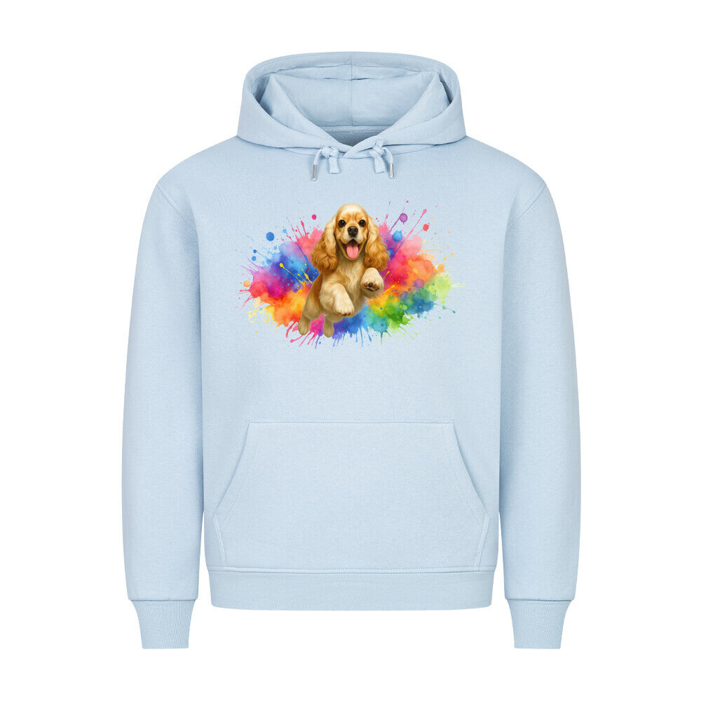 Premium Hoodie "American Cocker - Splash" Babyblau – hunde-shirt.de