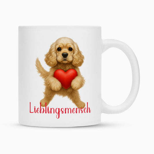 Tasse "American Cocker - Lieblingsmensch" Weiß – hunde-shirt.de